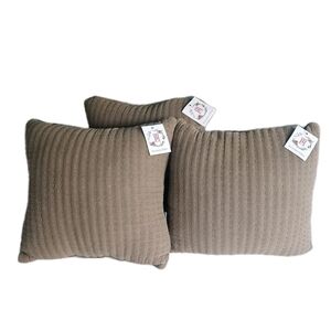Set of Three Brown Textured Throw Pillows
